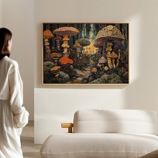 Enchanted Mushroom Forest: Mystical Fantasy Canvas Wall Art