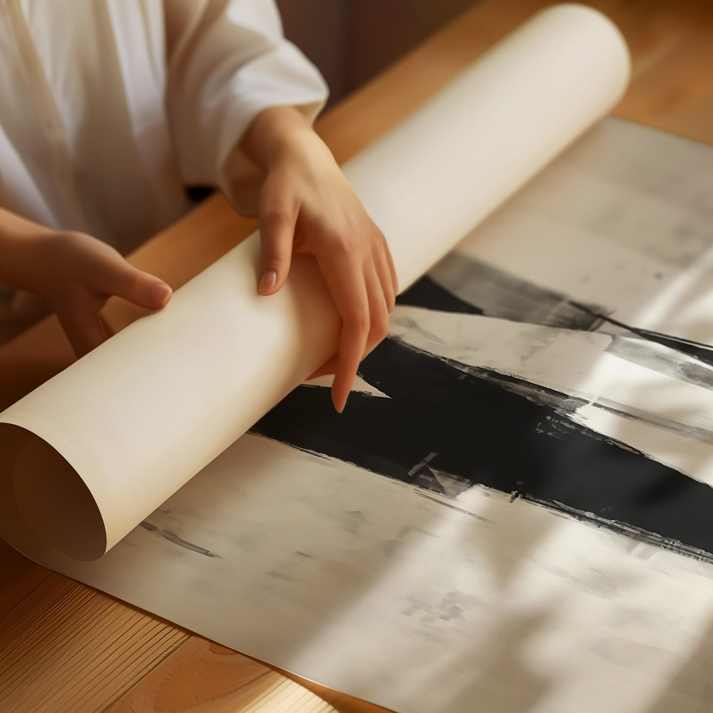 Monochrome Figures Dance Through Fog