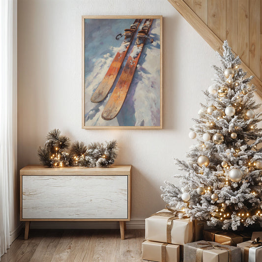 Vintage Skis Chase Winter Clouds