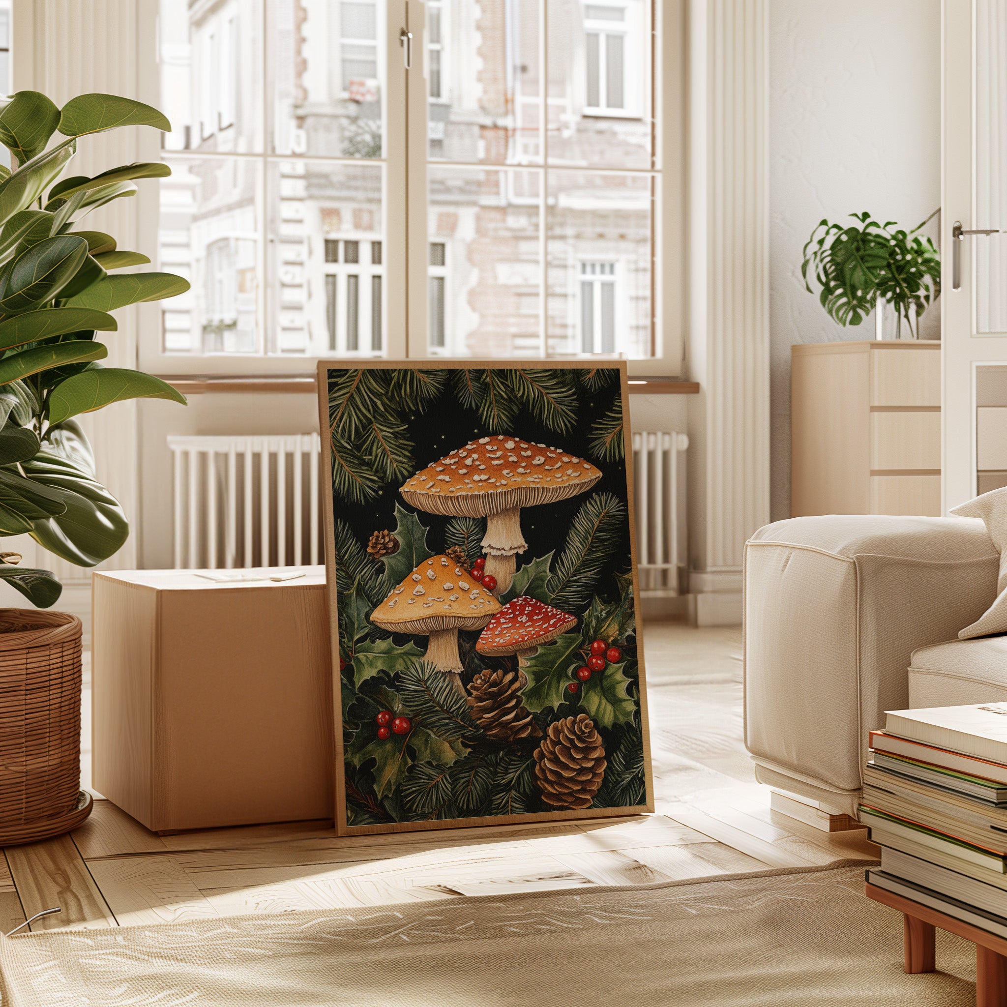 Enchanted Mushroom Forest Print - Woodland Holiday Decor - Gallery Canvas image 12