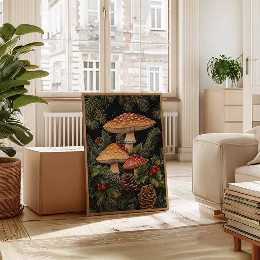 Enchanted Mushroom Forest Print - Woodland Holiday Decor - Gallery Canvas image 12