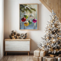 Ornaments Dance Under Snowy Boughs