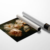 Moth Among Cream Peonies