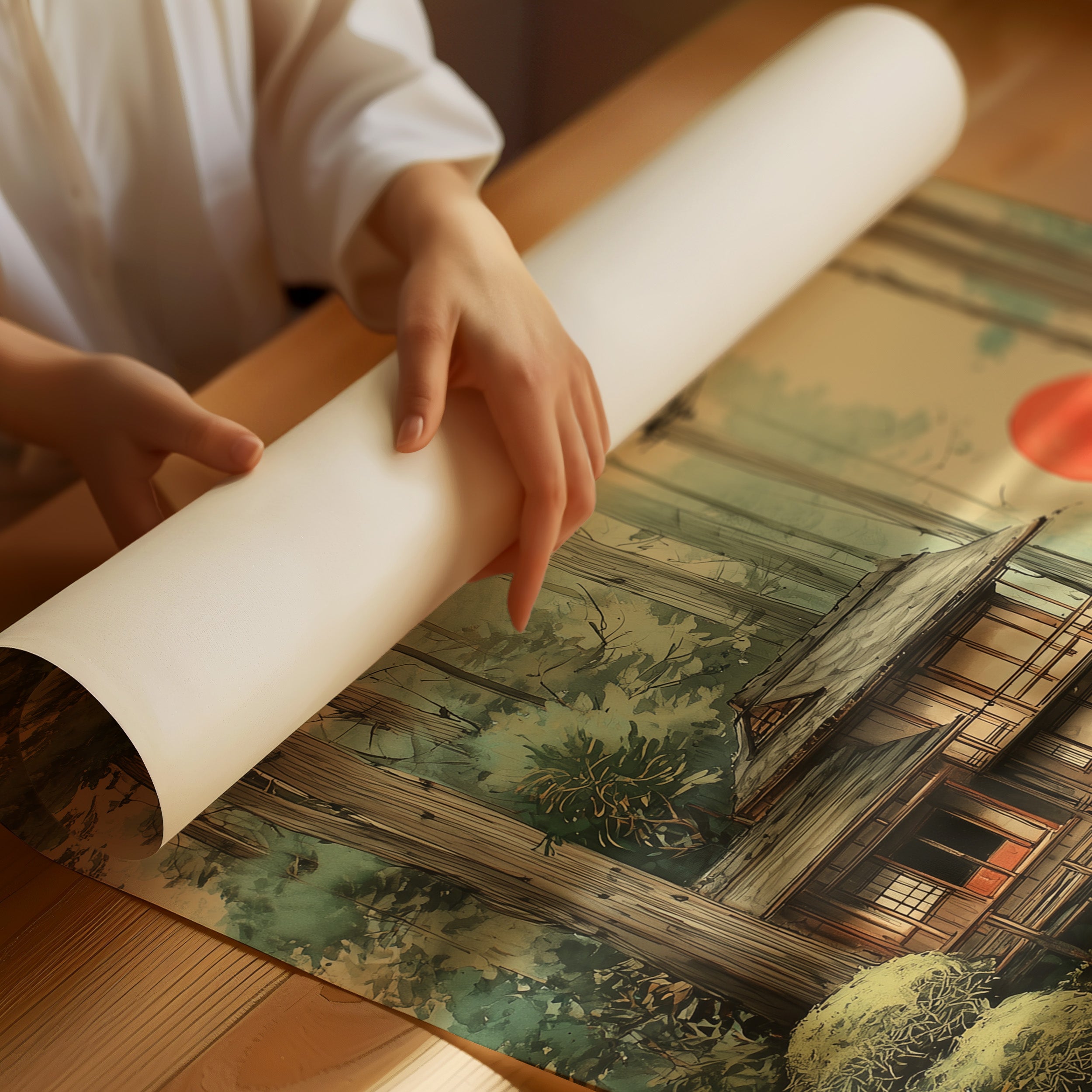 Forest Lake Teahouse At Sunset