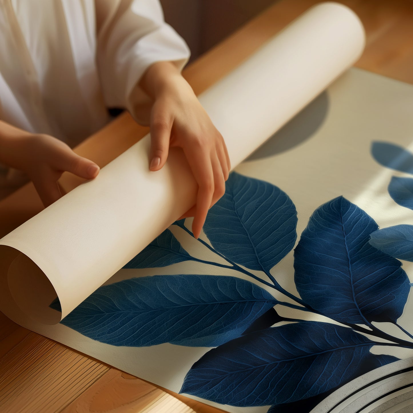 Blue Leaves Dance With Silver Moons