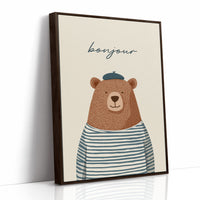 Bonjour French Bear Illustration