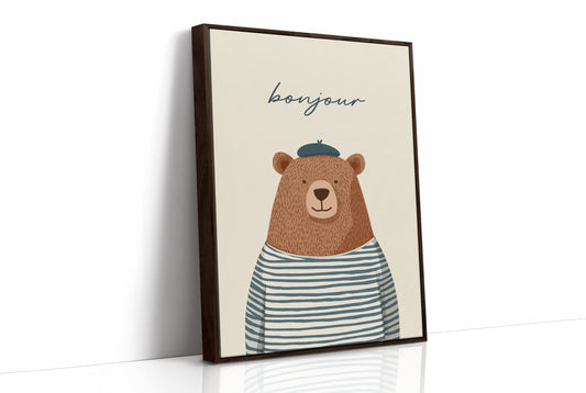 Bonjour French Bear Illustration