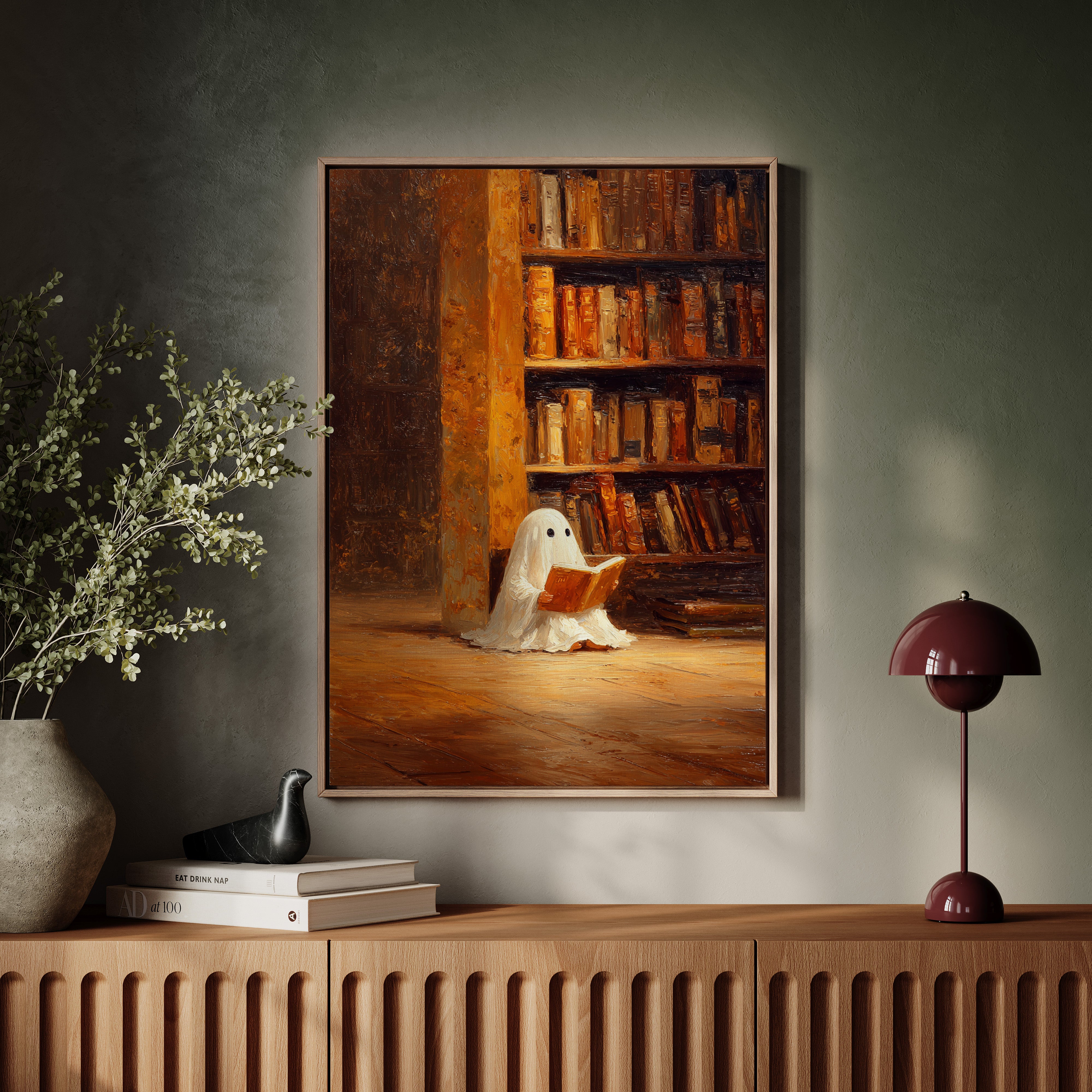 Whimsical Ghost Library Canvas Print - Enchanting Art - Gallery Canvas image 9