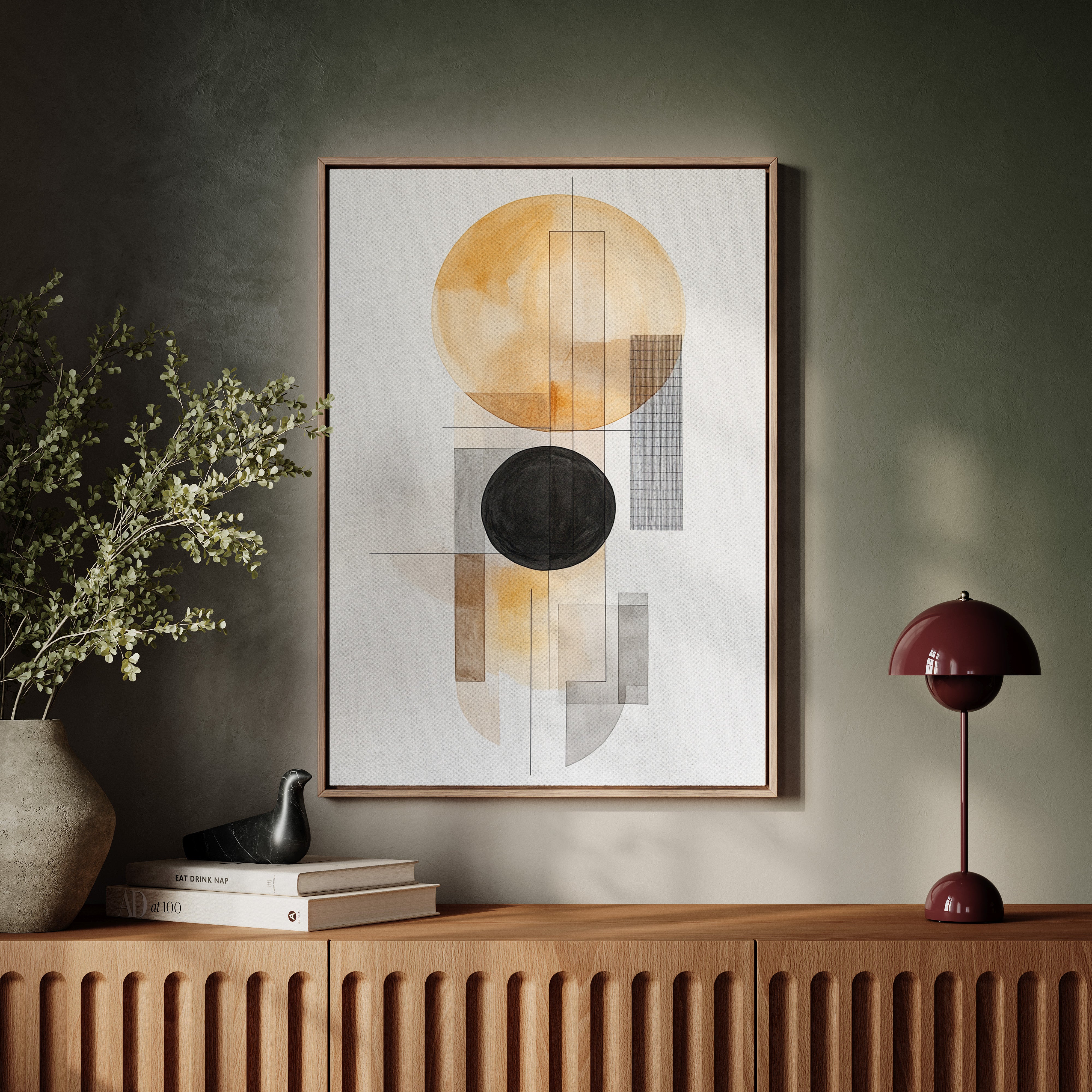 Modern Geometric Abstract Art Print – Minimalist Watercolor Design