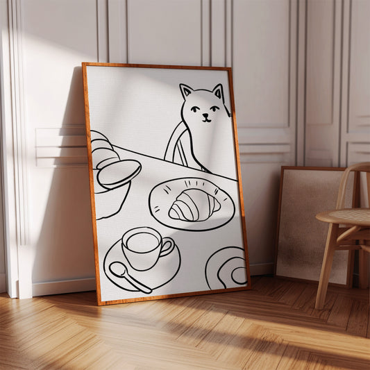 Morning Croissants Tempt Curious Cat