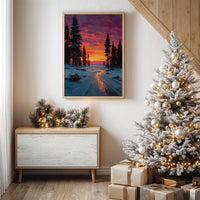 Winter Path Catches Fire At Dusk