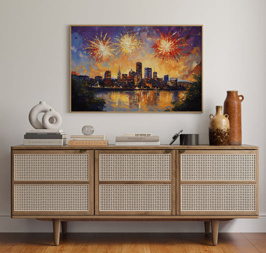 City Lights Dance With Fireworks Above