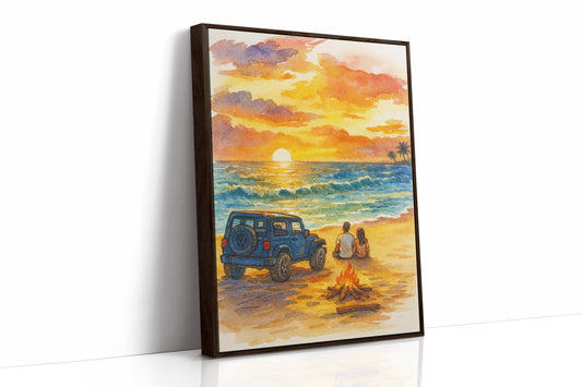 Beachside Memories Under Fire Sky