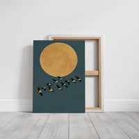 Geese Cross the Harvest Moon