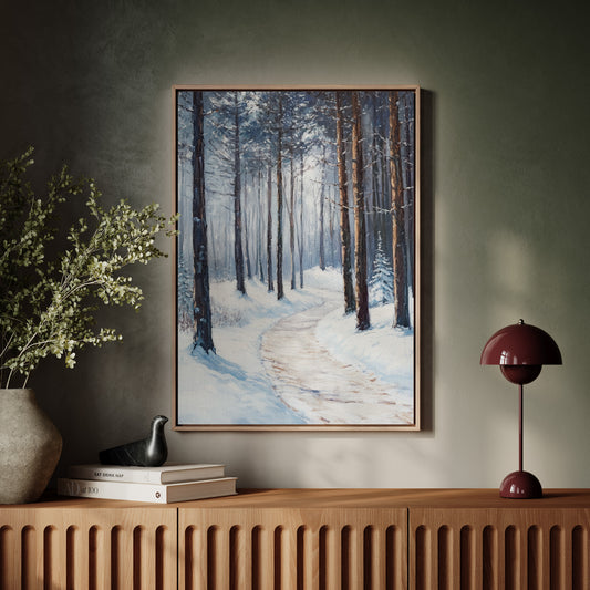 Winter Forest Pathway Canvas - Serene Nature Art - Gallery Canvas image 11
