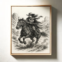 Grit & Dust – Cowgirl Outlaw Western Sketch Print