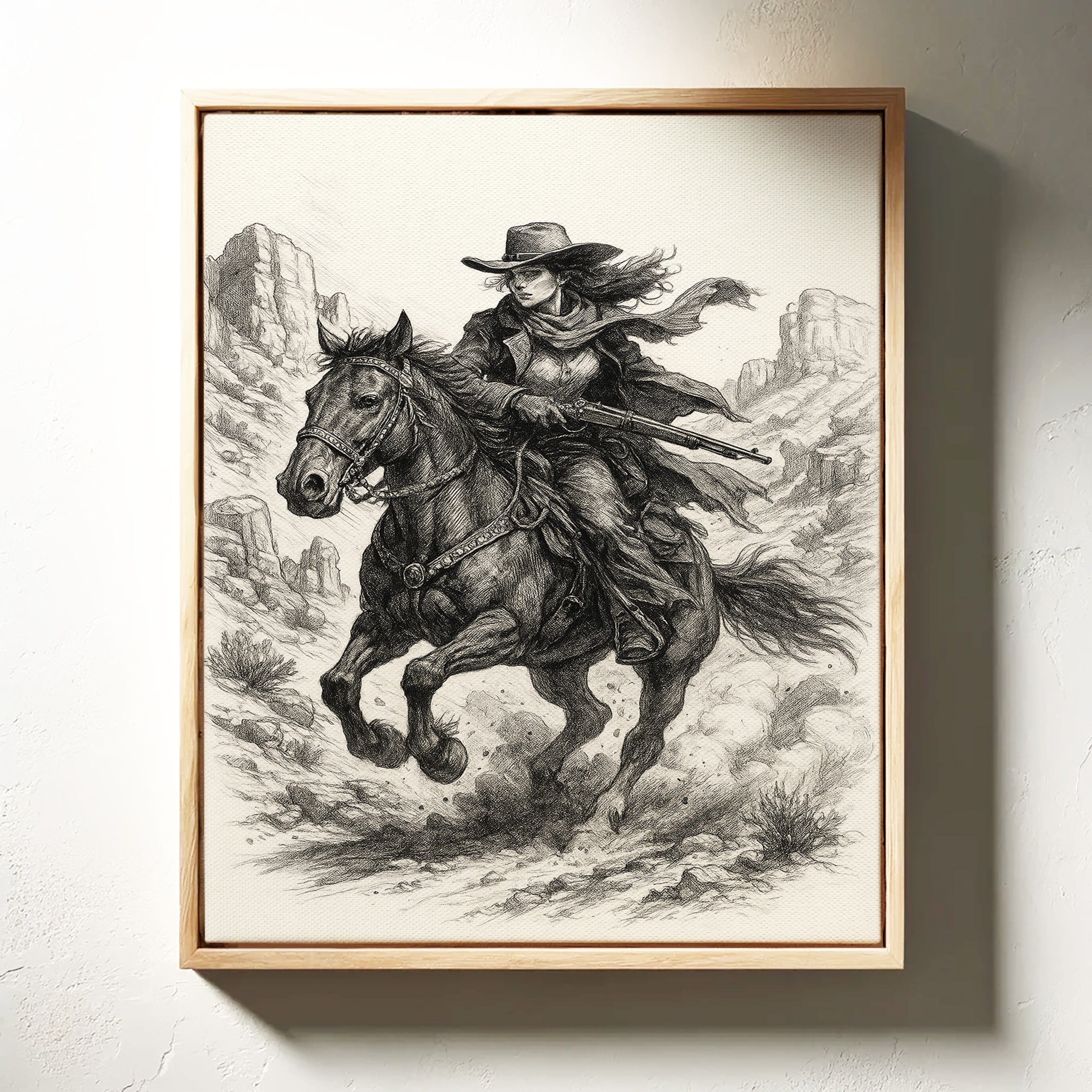 Grit & Dust – Cowgirl Outlaw Western Sketch Print