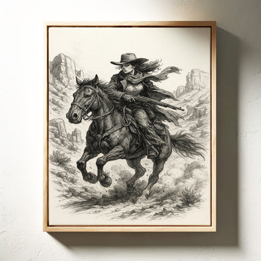 Grit & Dust – Cowgirl Outlaw Western Sketch Print