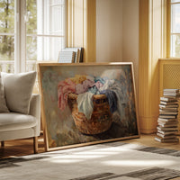 Rustic Simplicity: Vintage Laundry Basket Canvas Wall Art
