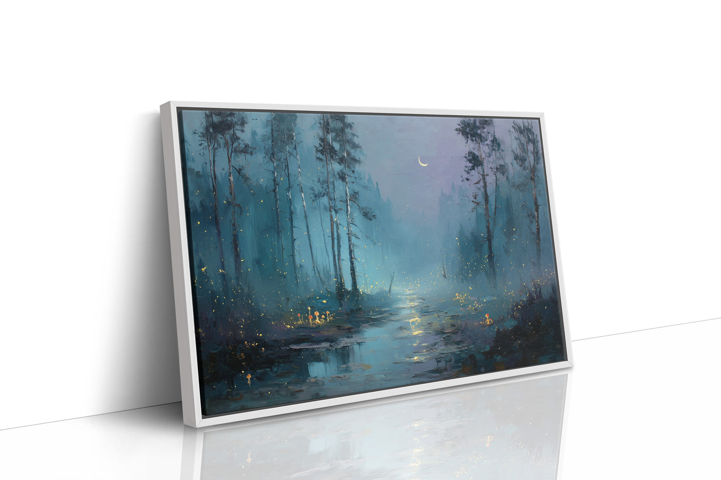 Crescent Path Through Misty Pines