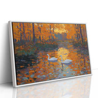 Swans Beneath the Amber Canopy