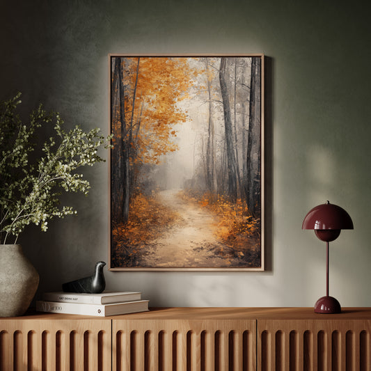 Golden Autumn Pathway Canvas Print - Tranquil Nature Art - Gallery Canvas image 13