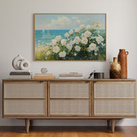 Coastal Roses Dance With Sailboats