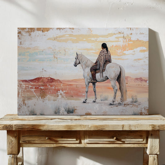 Desert Watcher on White Horse