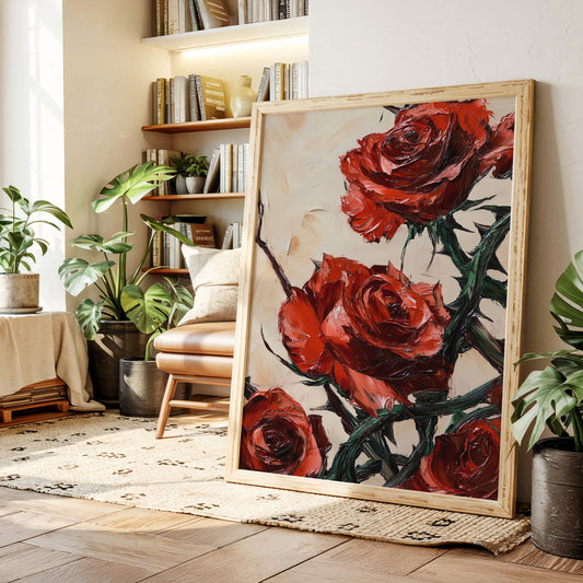 Crimson Roses with Thorns