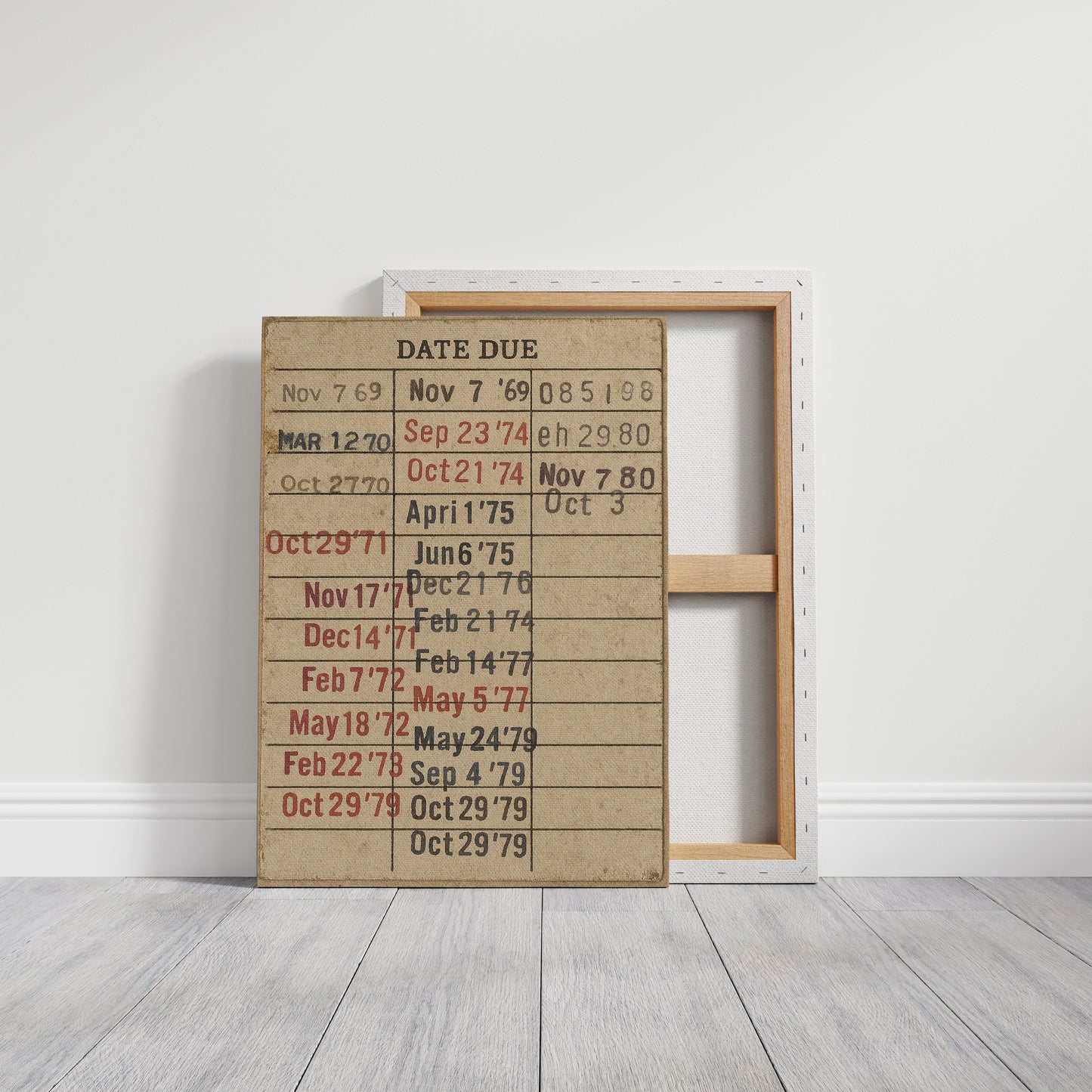 Vintage Library Date Due Card – Retro Paper Texture Wall Art