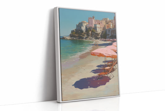 Coral Parasols Guard Mediterranean Dreams