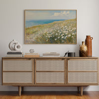 Coastal Daisies Dance Above Azure Waves