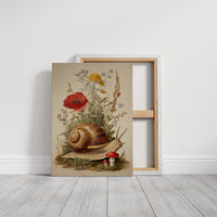 Nature's Timeless Procession: Snail Among Wildflowers
