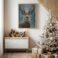 December's Stag Wears Golden Ribbon