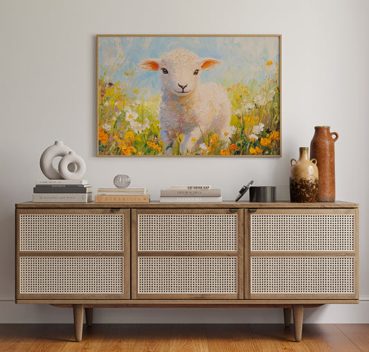 Spring Lamb Among Golden Meadows
