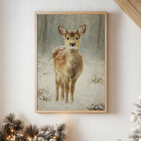 December Fawn Meets Morning Snow