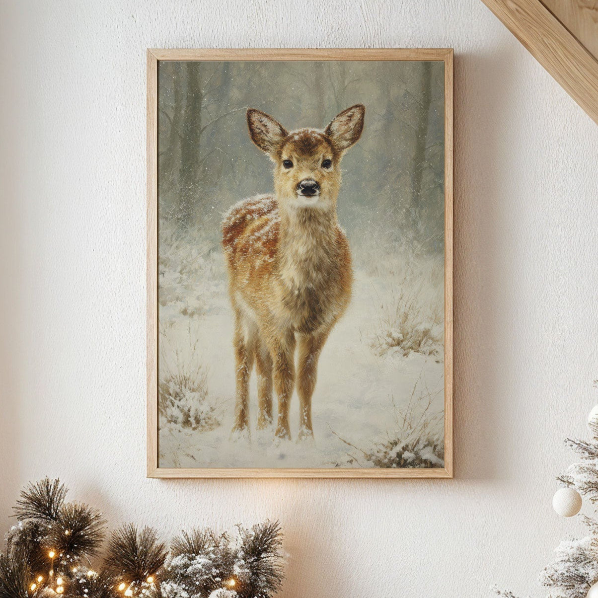 December Fawn Meets Morning Snow
