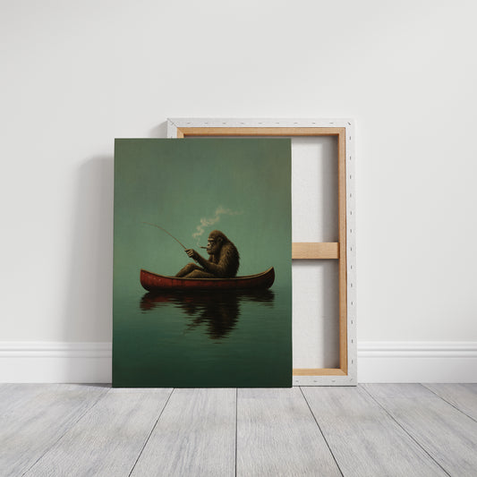 Fishing Ape in a Red Canoe