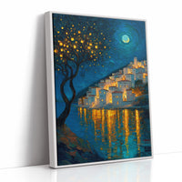 Moonlit Village Of Golden Light