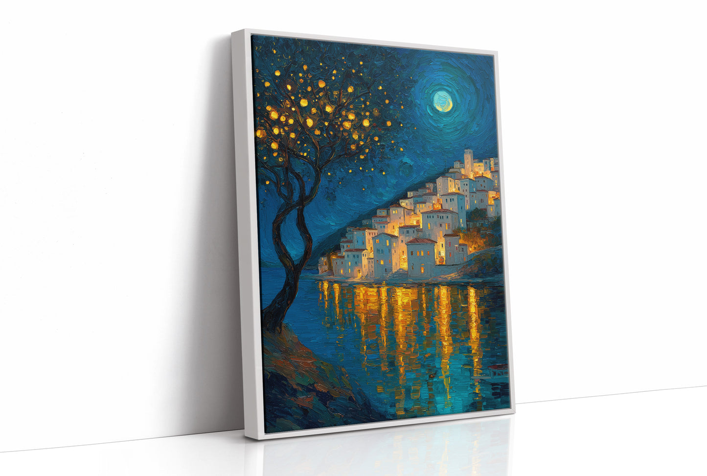 Moonlit Village Of Golden Light