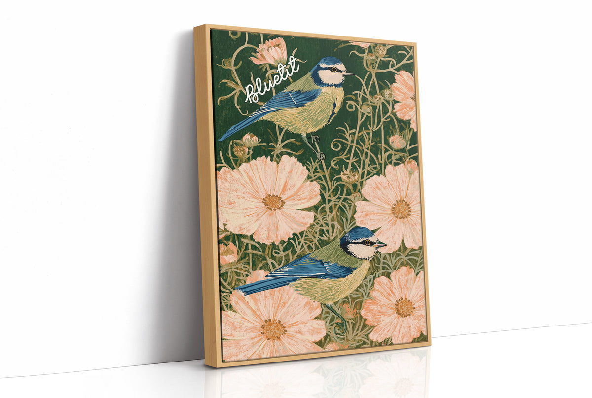 Blue Tits in Cottage Bloom