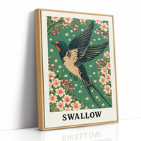 Swallow in a Starlit Blossom Sky
