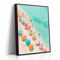 Colorful Parasols Dot Turquoise Shores