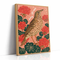 Song Thrush Under a Crescent Moon