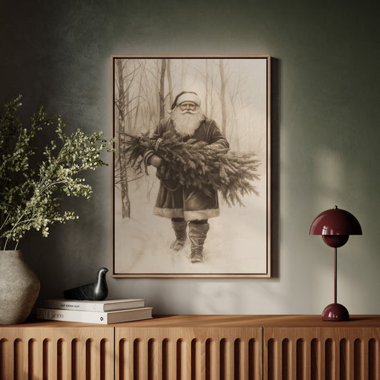 Vintage Santa Claus Drawing - Festive Holiday Art - Gallery Canvas image 12