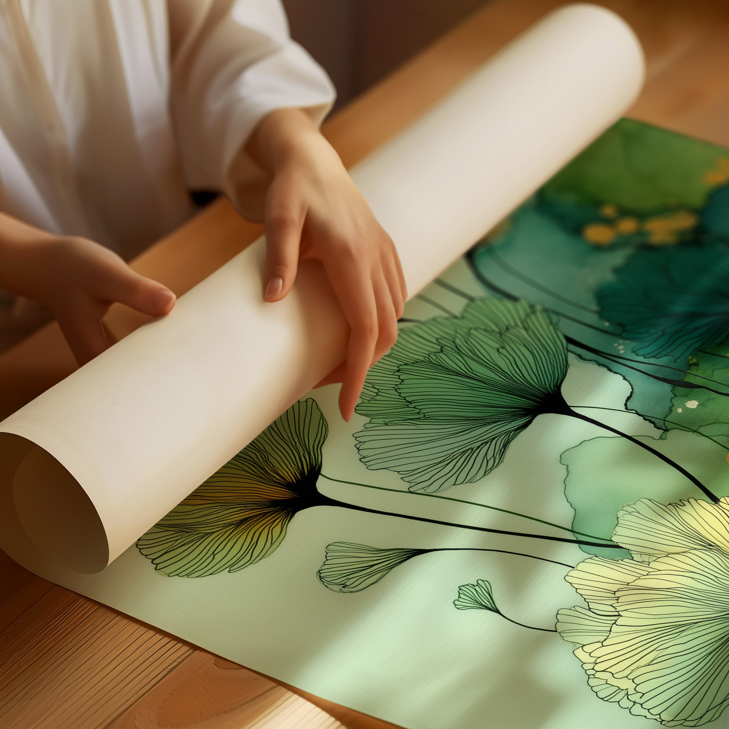 Jade Petals Dance In Watercolor