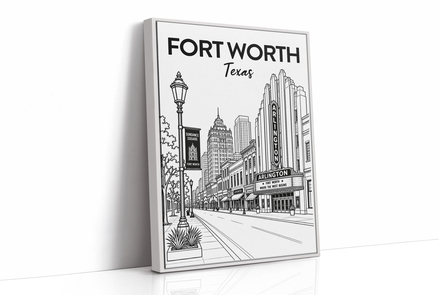 Fort Worth, Marquee Line Art