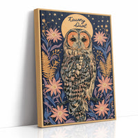 Tawny Owl and Golden Halo Moon
