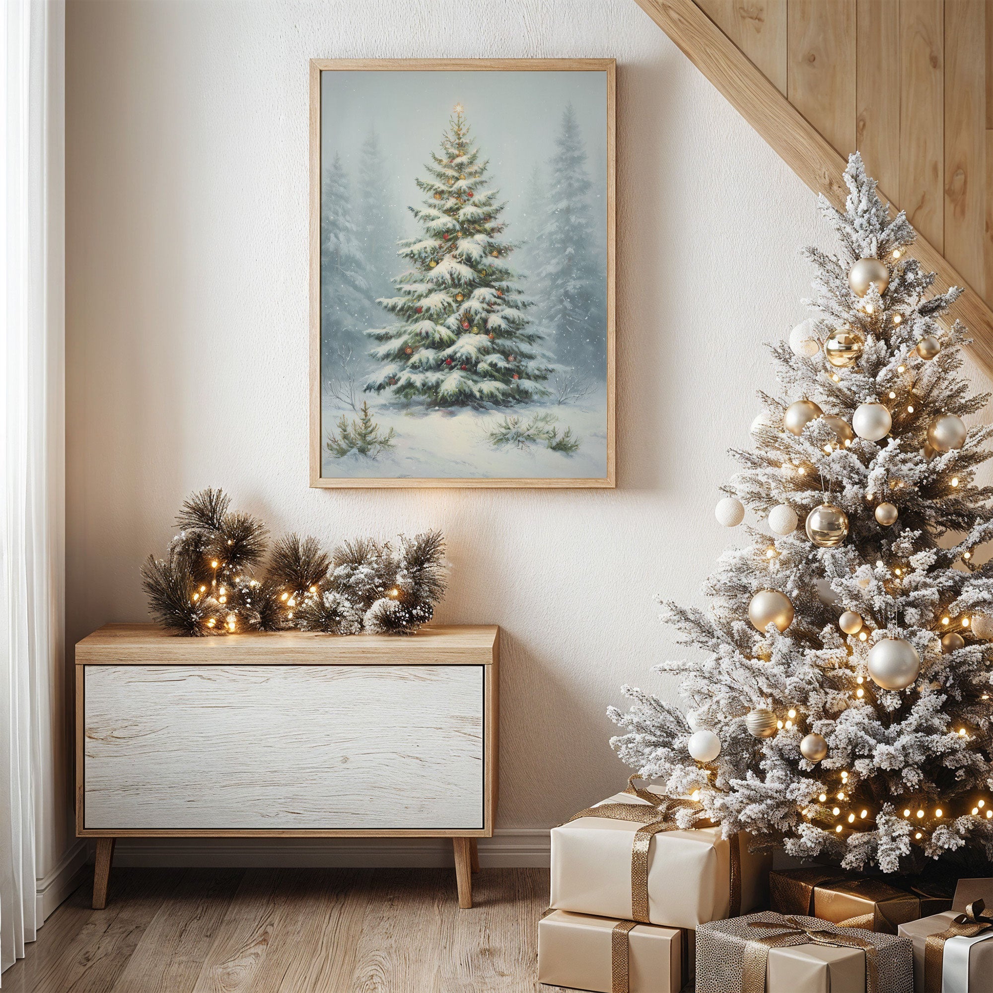 Snow Dusted Evergreen Keeps Watch