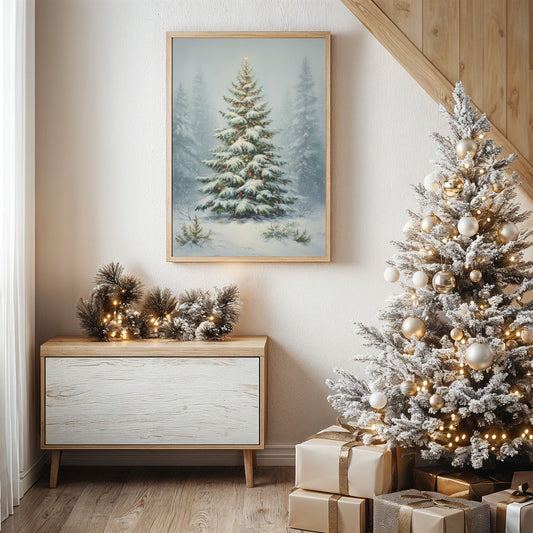 Snow Dusted Evergreen Keeps Watch